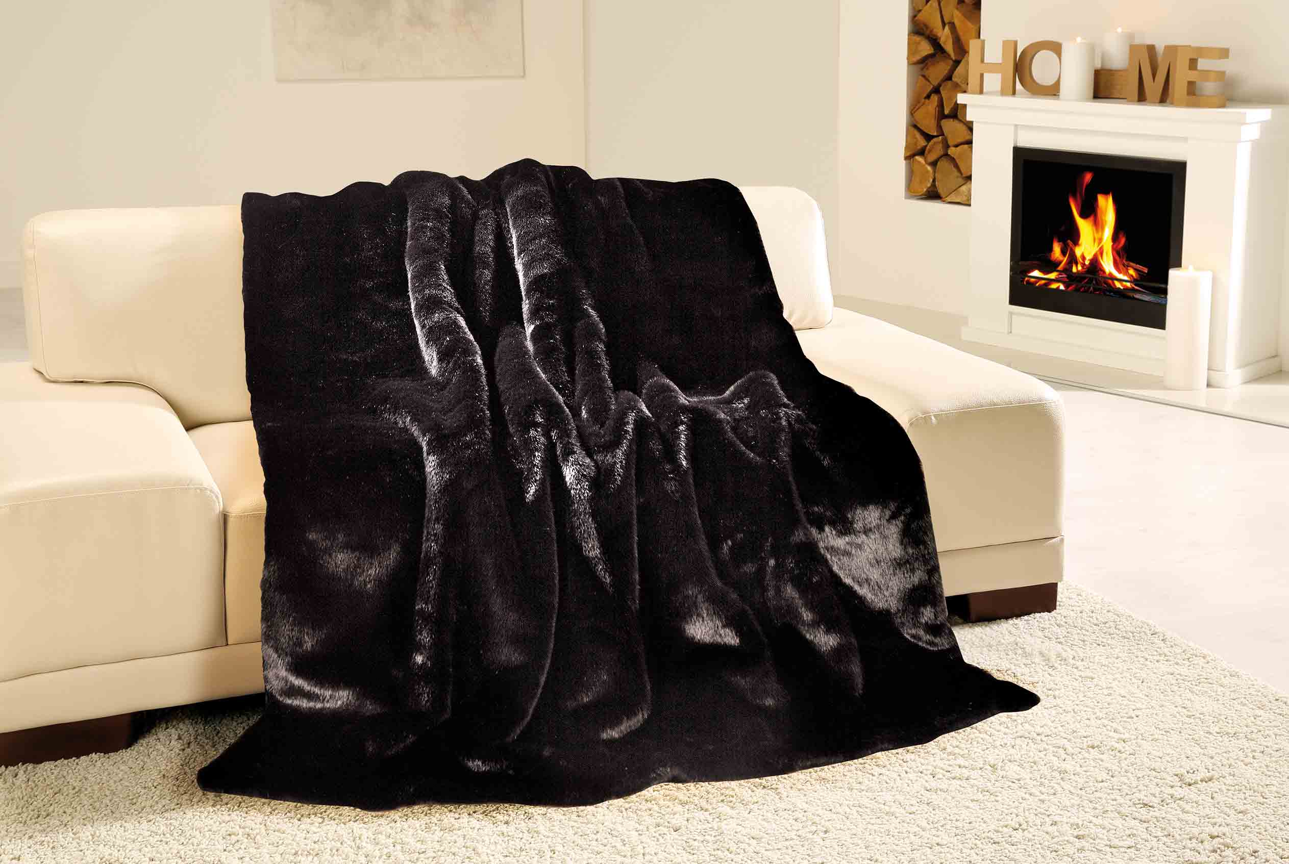 Plaids forrure Premium Luxe 150x200 Vison noir