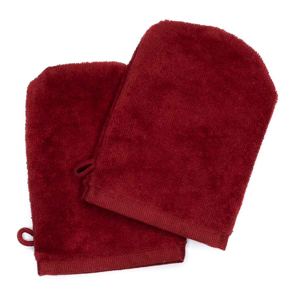 Gants de toilette bordeaux (paire)