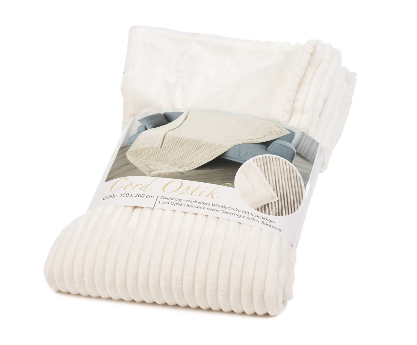 Plaids Cord Optik 150x200 blanc cassé