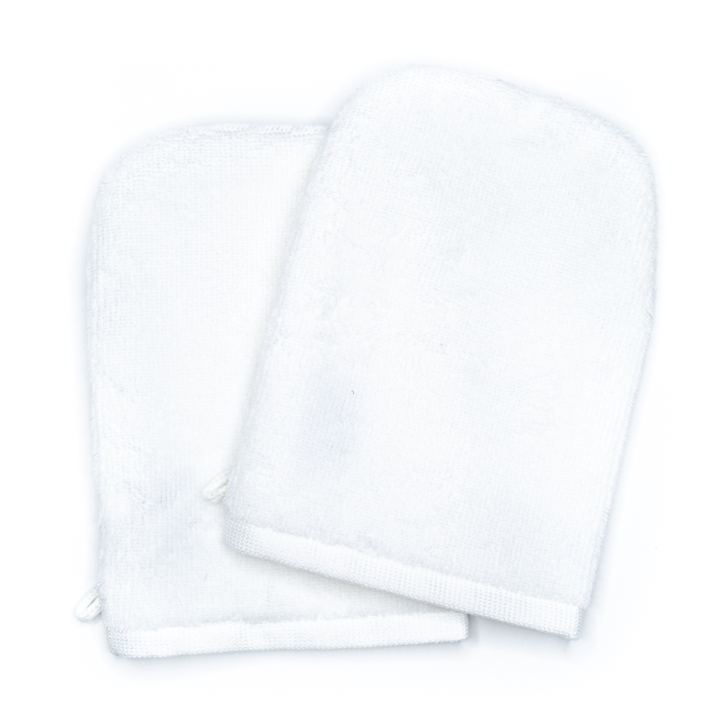 Gants de toilette blanc (paire)